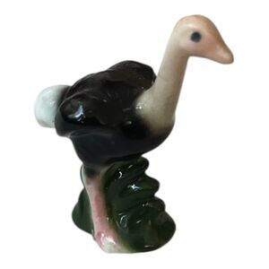 Bug House Ostrich Miniature Figurine Japan Bone Vintage 1 x 1-1/4"